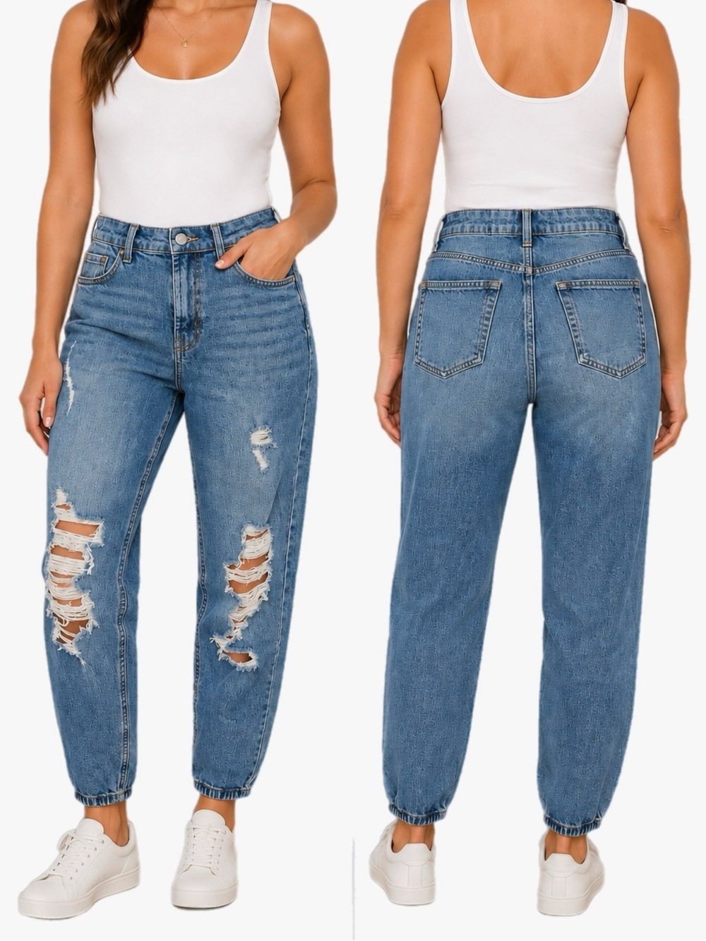 Wild Fable High Rise Mom Jeans Distressed Medium Wash Denim Size 0